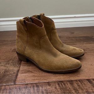 Madewell Suede Cowboy Boot in Tan